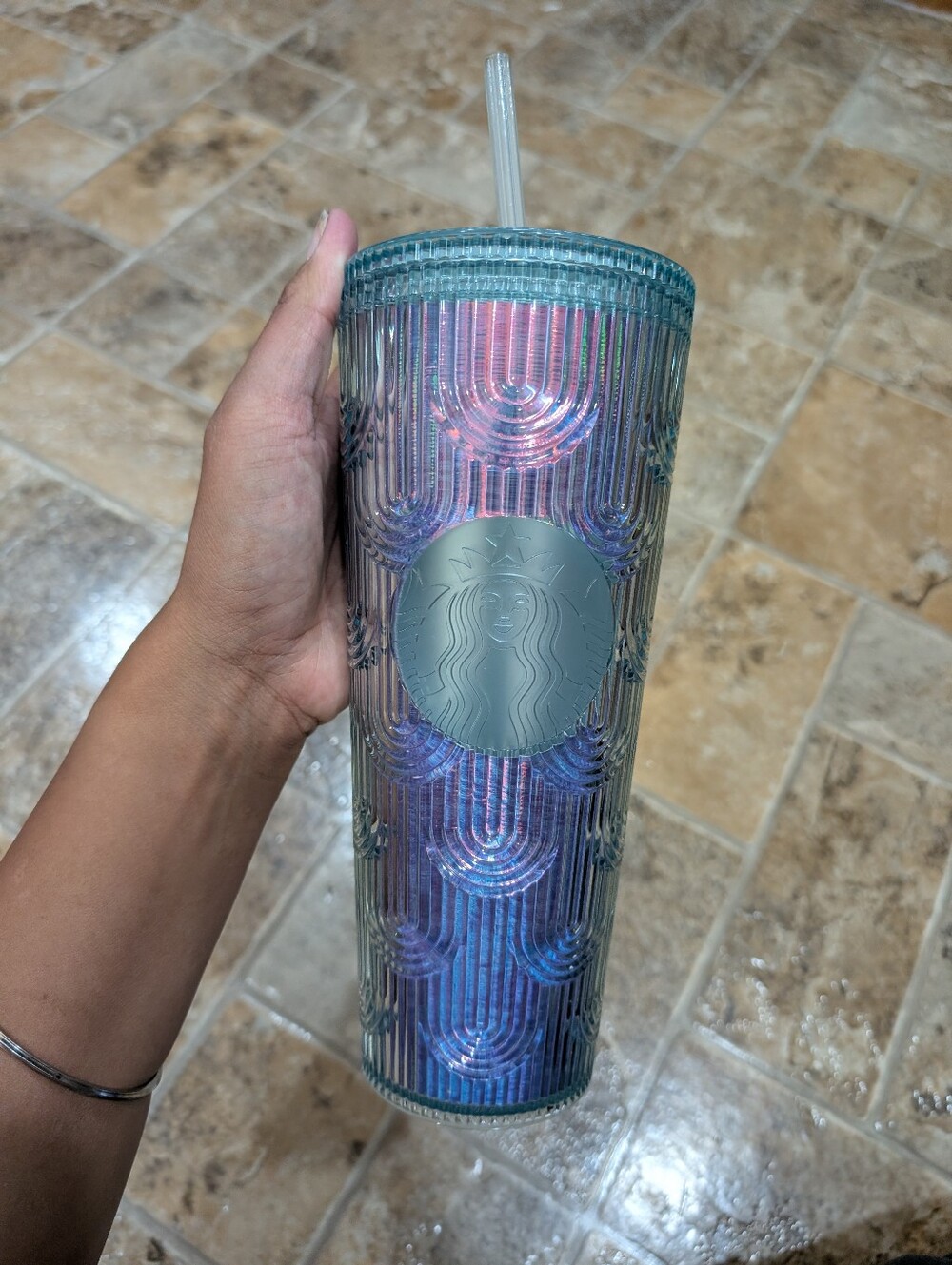 Starbucks Clear Iridescent Cold Cup - Blue Tint